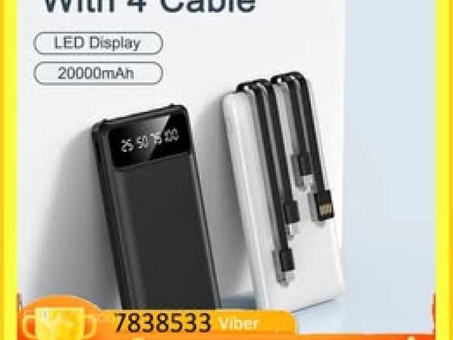 PowerBank Portable Charge with 4 Cable 1-2 Full Charge Ultra-thin Polymer LED Display