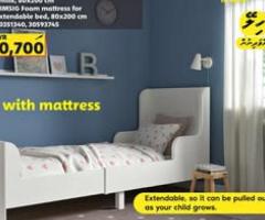 IKEA BUSUNGE Extendable bed, white, 80x200