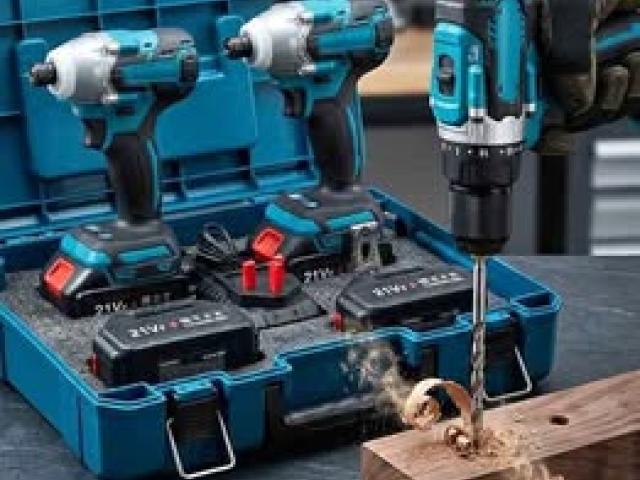 Cordless drill and impact drill set