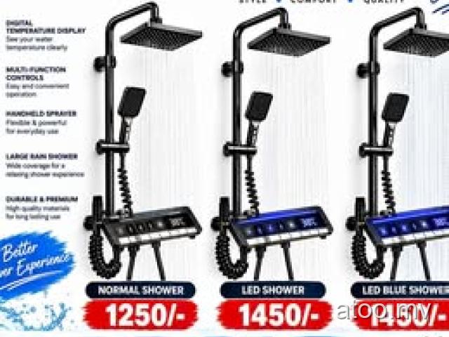 Here is the breakdown of the Premium Shower Set models shown in the advertisement