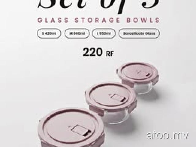 GLASS STORAGE BOWLS 3pcs set
