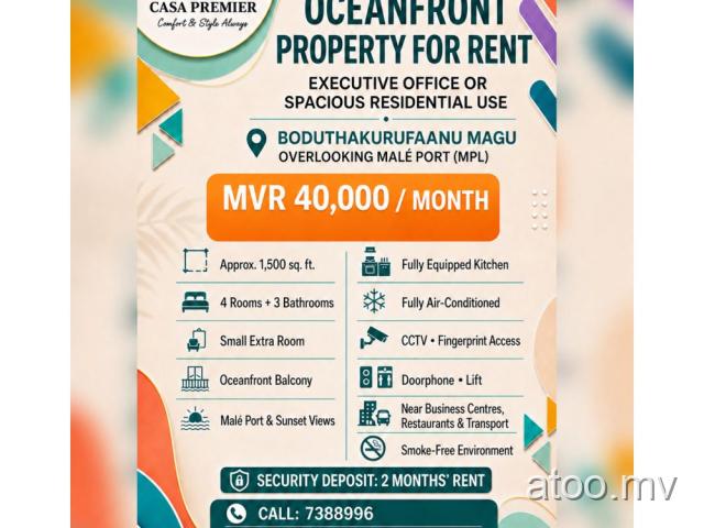 Premium Oceanfront Property for Rent Ideal for Office or Residence