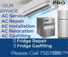 Air-condition, Icecube,Refrigerator Repair& Gasfilling Pls Call 7587585