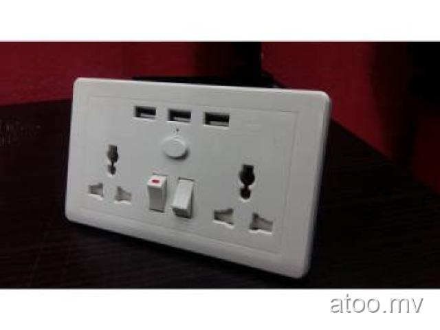 3 USB 2 AC Outlets Charging Socket