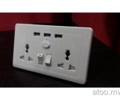 3 USB 2 AC Outlets Charging Socket