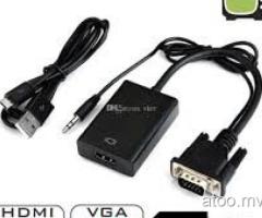VGA To HDMI Output 1080P HD+Audio TV AV HDTV Video Cable Converter Adapter KY TV