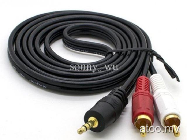 STEREO TO 2-RCA (AV) MALE PLUGS AV AUDIO VIDEO CABLE