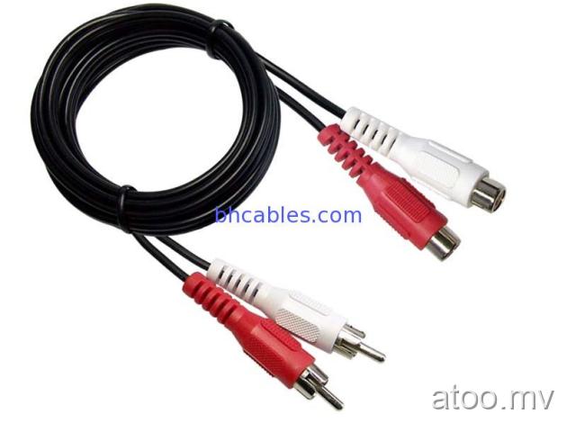 2 RCA Cable male to female audio stereo av cable nickle plated