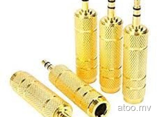 3.5mm Male Plug to 6.35mm Female Jack Gold Audio Mono Converter Connector