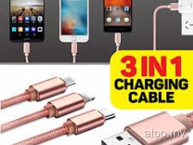 3 in1 Metal Magnetic Charging Cable,Lightning and Type C + Micro USB Connector