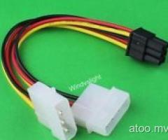 Dual Molex 4-Pin To One PCI-E 6-Pin Power Connector Y Adapter Cable