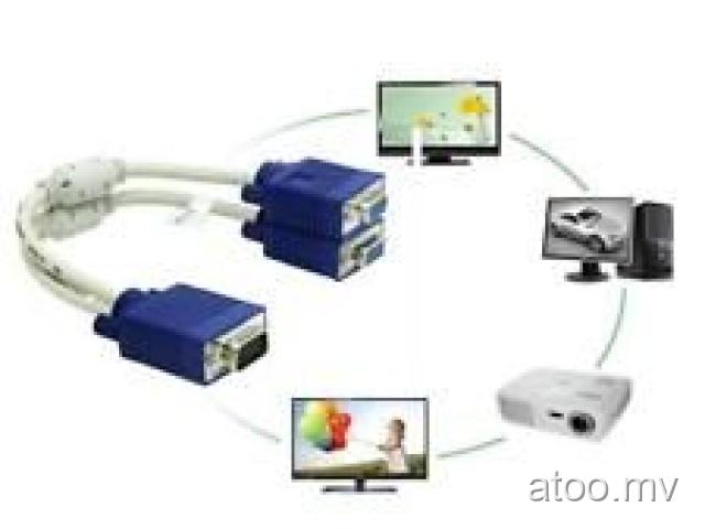 VGA SVGA 1 PC TO 2 MONITOR Male to 2 Dual Female Y Adapter Splitter Cable 15 PIN
