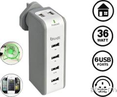 Budi brand charger with 6 USB charging ports