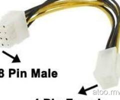 ATX 4-Pin Male To 8-Pin Female CPU Board Power Supply Converter Adapter Cable