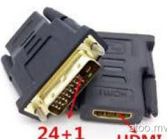 24+1Pin DVI Male to HDMI Female adapter Gold-Plated M F Converter For HDTV LCD