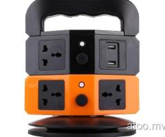 Vertical socket with 5 universal socket and 2 USB port