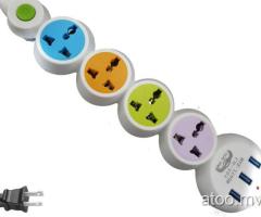Lucky hawk 305 extension code with 4 universal socket and 3 USB