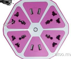 USB Hexagon with 4 Universal socket and 4 USB port