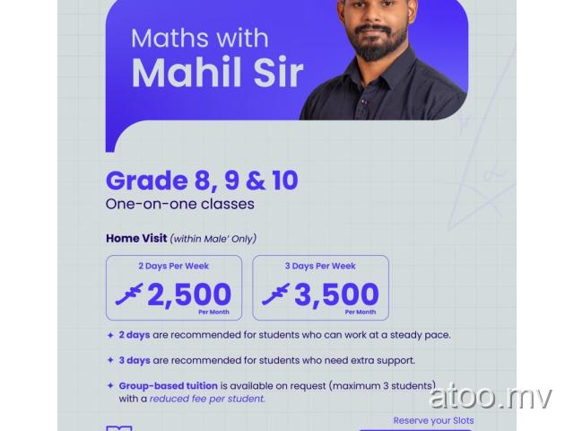 Mathematics Private Tuition with Mahil Sir. Grade 8,9,10. Home Tuition. 9308113