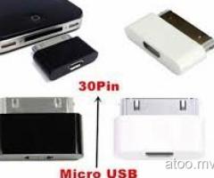 Micro USB to 30Pin Charger Adapter For iPhone4/4S / iPad 2/3 / iPod