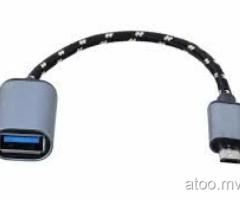 Aluminum Alloy Braided Micro USB Male to USB Female OTG Adapter Cable Cord