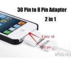 2in1 30pin & micro usb to 8pin atpter cable for iphone 7 8 6s ipad - mini SE
