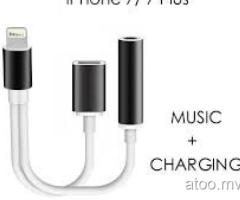 2 in1 to 3.5mm Headphone Adapter Charge Cable For iPhone 7/ 7Plus POP