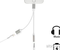 2in1 Lightning to 3.5mm Headphone Jack Adapter Charge Cable For iPhone 7 / 7plus