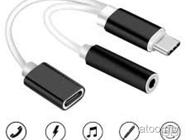 2 in 1 Type C to 3.5mm Audio Jack Charger Adapter Headphone Cable for Samsung