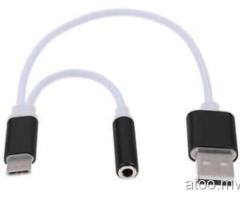 USB Type-C To 3.5mm Jack AUX Headphone Audio Splitter Converter Adapter Cables