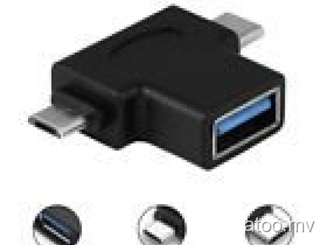 2 In 1 OTG Adapter USB 3.1 Type-C + Micro USB Male to USB 3.0 Female Converter