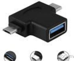 2 In 1 OTG Adapter USB 3.1 Type-C + Micro USB Male to USB 3.0 Female Converter