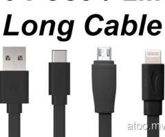 Long Data Cables (2M /6Ft, 3M /10Ft) Lightening Cable / Micro USB / Type C