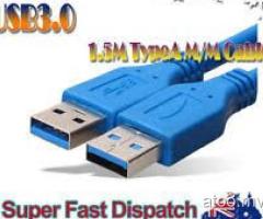 30CM USB 3.0 Type A Male to Type A Male Extension Data Sync Cord Cable Blue
