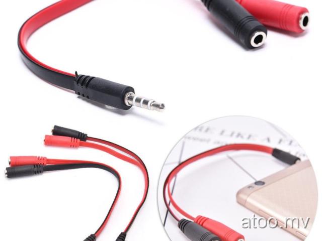 3.5mm gold male to 2dual female jack splitter headphone y audio adapter cable FD