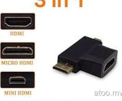 3 In 1 Micro Male Mini HDMI male to HDMI Female Cable Adapter Converter