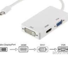 Mini DisplayPort (3 in 1) Thunderbolt to HDMI/DVI/VGA Display Port Cable Adapte